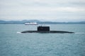 Bergen, Norway - Circa 2009 : Russian military submarine above water surface