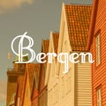 Bergen, Norway city name text card