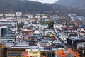 Norway cityscape with colorful traditional houses roofs from terracotta tiles Royalty Free Stock Photo