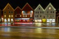View of the Bryggen, at night with beautiful illumination, Bergen, Norway Royalty Free Stock Photo