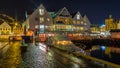View of the main square Torgallmenningen in th city at night, Bergen, Norway Royalty Free Stock Photo
