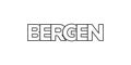 Bergen in the Norway emblem. The design features a geometric style, vector illustration with bold typography in a modern font. The