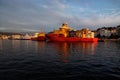 Vessels ships berth on sea water in Bergen, Norway