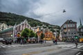 BERGEN, NORWAY: Scenic view of small town of Bergen, Norway Royalty Free Stock Photo
