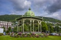 Walking the city streets of Julemarked Byparken in the center of Bergen during an afternoon