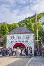 Waiting in line for the Floibanen funicular railway