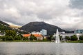 Bergen Norway The 643 meter high Ulriken mountain seen in the background of the city