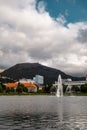 Bergen Norway The 643 meter high Ulriken mountain seen in the background of the city