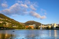 Bergen, Norway - Panoramic view of city center with Lille Lungeren park, Lille Lungegardsvannet pond and surrounding hills Floyen