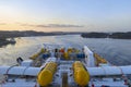 Bergen, Norway - 13th April 2011: Looking back over the stern Decks of a Seismic Vessel as it makes its way through the Fjords.