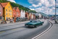 Bergen, Norway. View of historical buildings in Bryggen. Hanseatic wharf in Bergen, Norway July 28, 2019. UNESCO. Famous Bryggen Royalty Free Stock Photo