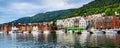 Bergen, Norway. View of historical buildings in Bryggen- Hanseatic wharf in Bergen, Norway. UNESCO World Heritage Site Royalty Free Stock Photo