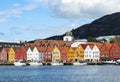 Bergen, Norway. View of historical buildings in Bryggen- Hanseatic wharf in Bergen, Norway. UNESCO World Heritage Site Royalty Free Stock Photo