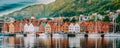 Bergen, Norway. View Of Historical Buildings Houses In Bryggen - Royalty Free Stock Photo
