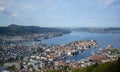 Bergen from the top cityscape taken from viewpoint of Floibanen