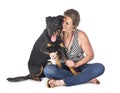 Beauceron and woman Royalty Free Stock Photo