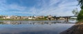 Panorama view of the Dordogne River and old stone bridge leading to Bergerac Royalty Free Stock Photo