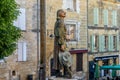 The statue of Cyrano de Bergerac in the historic city center of Bergerac Royalty Free Stock Photo