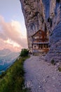 Berggasthaus Aescher in den Appenzeller Alpen, Appenzell, Swiss Ebenalp in Switzerland,