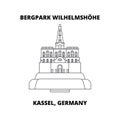 Bergpark Wilhelmshohe, Kassel, Germany line icon, vector illustration. Bergpark Wilhelmshohe, Kassel, Germany flat