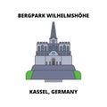 Bergpark Wilhelmshohe, Kassel, Germany line icon, vector illustration. Bergpark Wilhelmshohe, Kassel, Germany flat