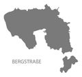 Bergstrasse grey county map of Hessen Germany