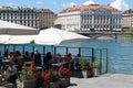 View from Promenade du Lac upon Bergues Quay, Geneva, France