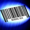 Bering Sea - barcode with futuristic blue background