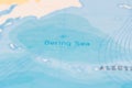 Bering Sea in Focus on a Tilted World Map. Royalty Free Stock Photo