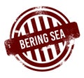 Bering Sea - red round grunge button, stamp