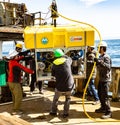 The Bering Sea / Russia - June 2016: Remotely operated underwater vehicle ROV deployment Royalty Free Stock Photo