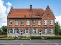 Beringen, Limburg, Belgium - Traditional brick stone facade of houses in a row