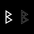 Berkana rune birch birth icon set white color illustration flat style simple image