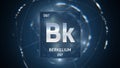Berkelium as Element 97 of the Periodic Table 3D illustration on blue background Royalty Free Stock Photo