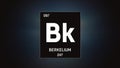 Berkelium as Element 97 of the Periodic Table 3D illustration on grey background Royalty Free Stock Photo