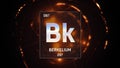 Berkelium as Element 97 of the Periodic Table 3D illustration on orange background Royalty Free Stock Photo