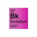 Berkelium chemical element of Mendeleev Periodic Table on pink background. Royalty Free Stock Photo