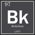 Berkelium chemical element, dark square symbol Royalty Free Stock Photo