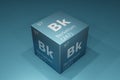 Berkelium, 3D rendering of symbols of the elements of the periodic table, atomic number, atomic weight, name and symbol. Education Royalty Free Stock Photo