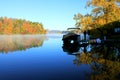 Berkshire fall foliage reflected on water Royalty Free Stock Photo