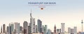 Vector poster of Frankfurt am Main city skyline on colorful gradient beautiful day sky background with flag of Germany Royalty Free Stock Photo