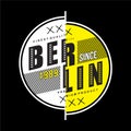 Berlin abstract circle graphic vector illustration denim vintage