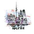 Berlin abstract color drawing. Berlin sketch vector illustration