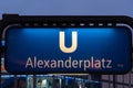 Berlin Alexanderplatz U-Bahn station sign, Germany