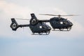 Formation of the new German Air Force Airbus H145M helicopters in flight during the Berlin ILA Air Show Royalty Free Stock Photo