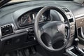 Berlin - April 2014: Peugeot 407 2003-2010 sedan pre facelift interior dashboard cockpit steering wheel and mechanic