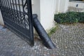 Cannon muzzle near Historic entrance gate to the square in front of the KÃÂ¶penick Palace building, which houses the Museum. Berlin