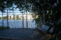 Metal pergola for climbing plants in Mentzelpark. A pergola is an outdoor garden feature forming a shaded walkway, passageway. Royalty Free Stock Photo