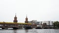 BERLIN - AUGUST 21: Real time locked down shot of Oberbaum bridge