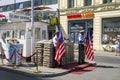Berlin, Germany - Contemporary memorial of Checkpoint Charlie, known also as Checkpoint C - Berlin Wall historic crossing point